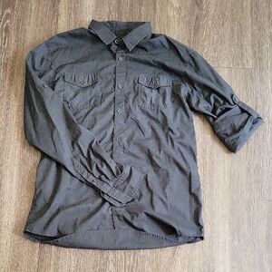 Retrofit Charcoal Casual Button-Down Shirt